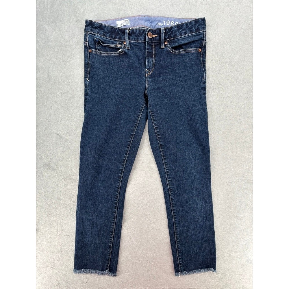 Gap Forever Skinny Jeans Womens 28/6 Dark Rinse Blue Raw Hem Stretch Denim 1969